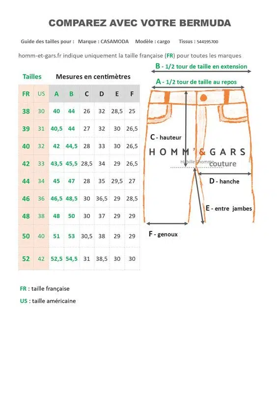 Bermuda poches cargo orange Casa Moda – Image 5