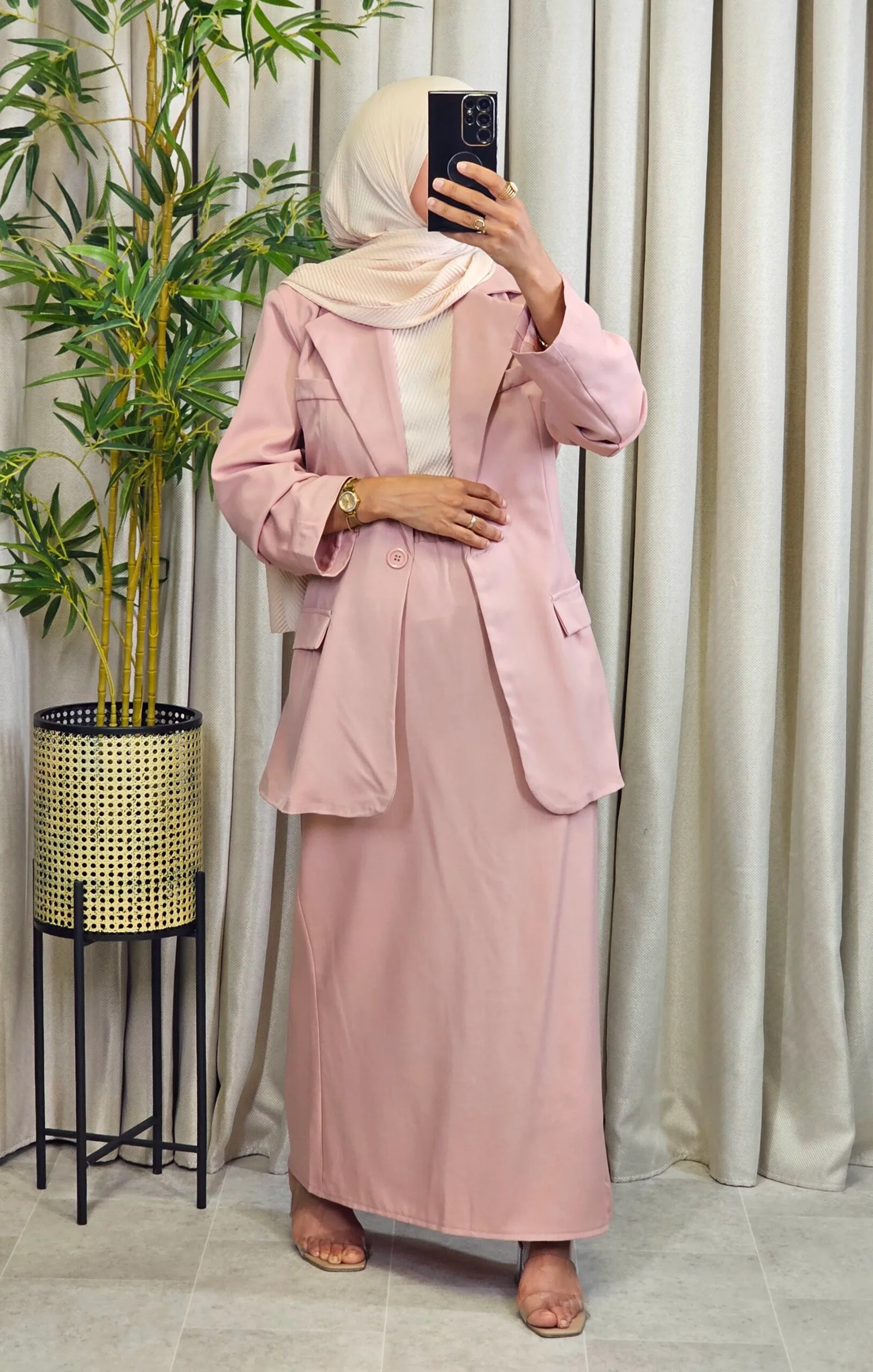 Ensemble blazer jupe rose – Image 3