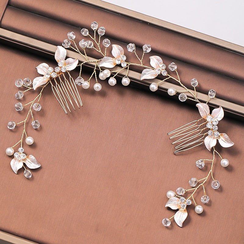 Bijoux pour cheveux feuille dorée – Image 5