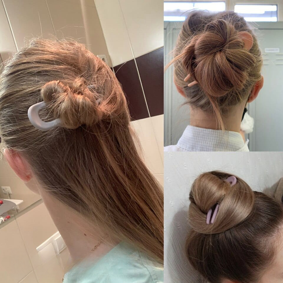 Bijoux pour chignon de cheveux à deux dents de couleur unie – Image 4