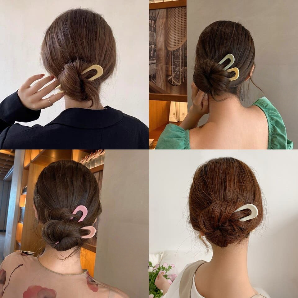 Bijoux pour chignon de cheveux à deux dents de couleur unie – Image 3