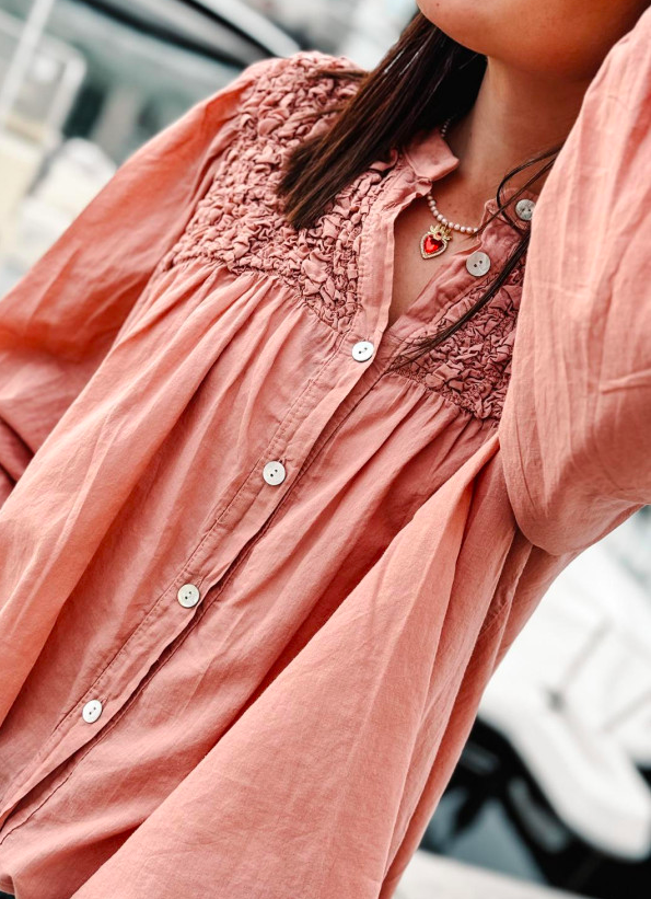 CHEMISE ZAZI COL SMOCKE EN COTON (10 couleurs) – Image 5