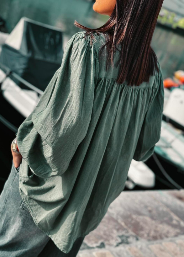 CHEMISE ZAZI COL SMOCKE EN COTON (10 couleurs) – Image 7