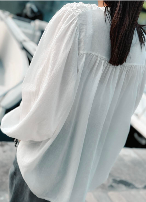 CHEMISE ZAZI COL SMOCKE EN COTON (10 couleurs) – Image 9