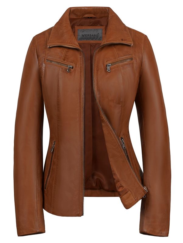 Leren dames jas 325 cognac Versano