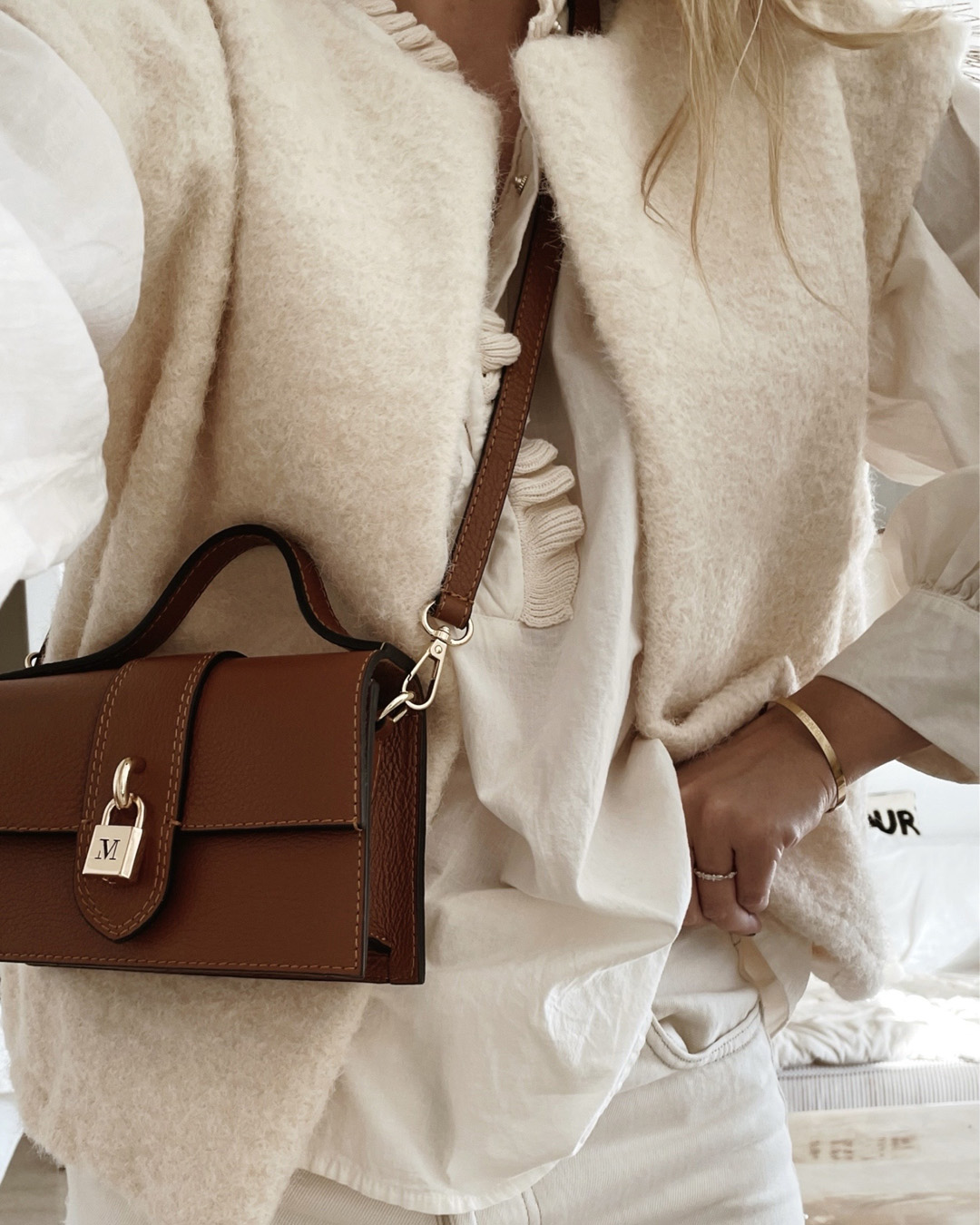 Sac en Cuir Camel Cadenas