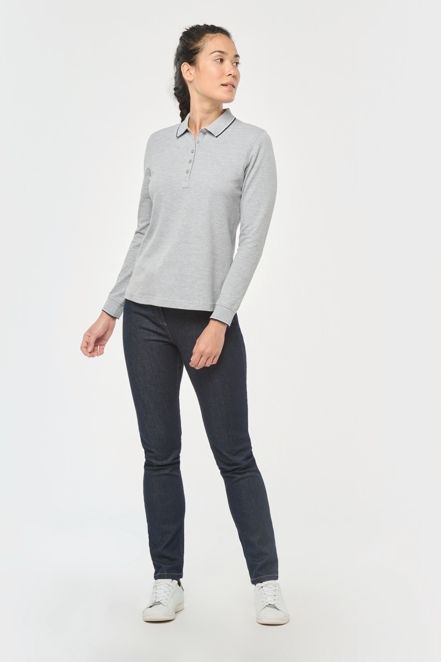 Polo maille piquée manches longues femme – Image 7