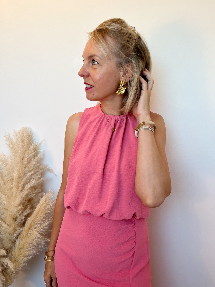 ROBE LONGUE FENTE ROSE – Image 2