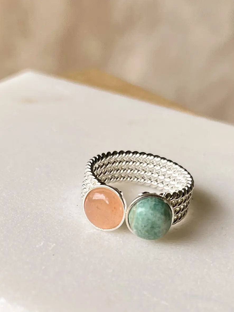 Bague Grand duo de pierres naturelles – Image 2