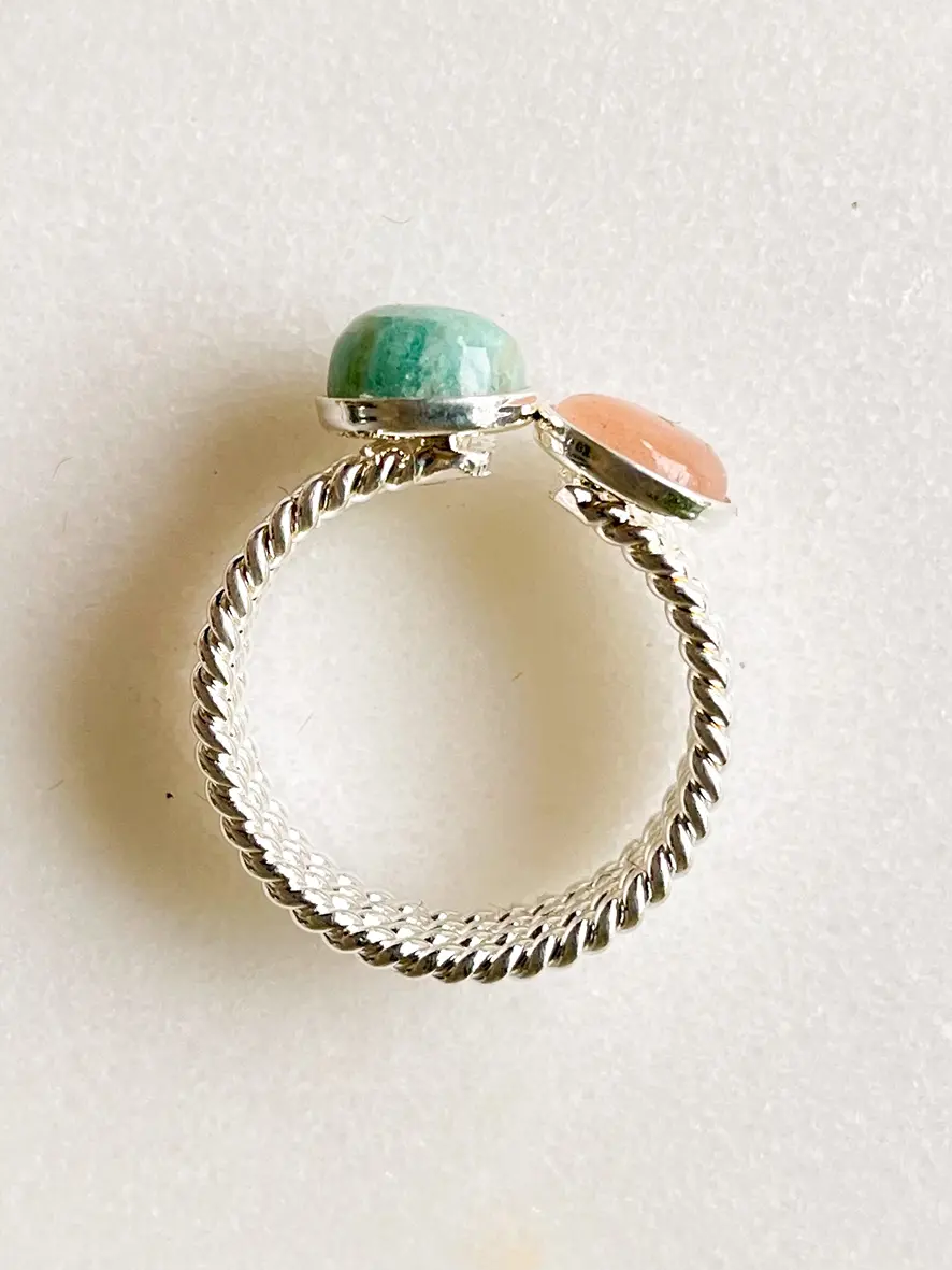 Bague Grand duo de pierres naturelles – Image 3