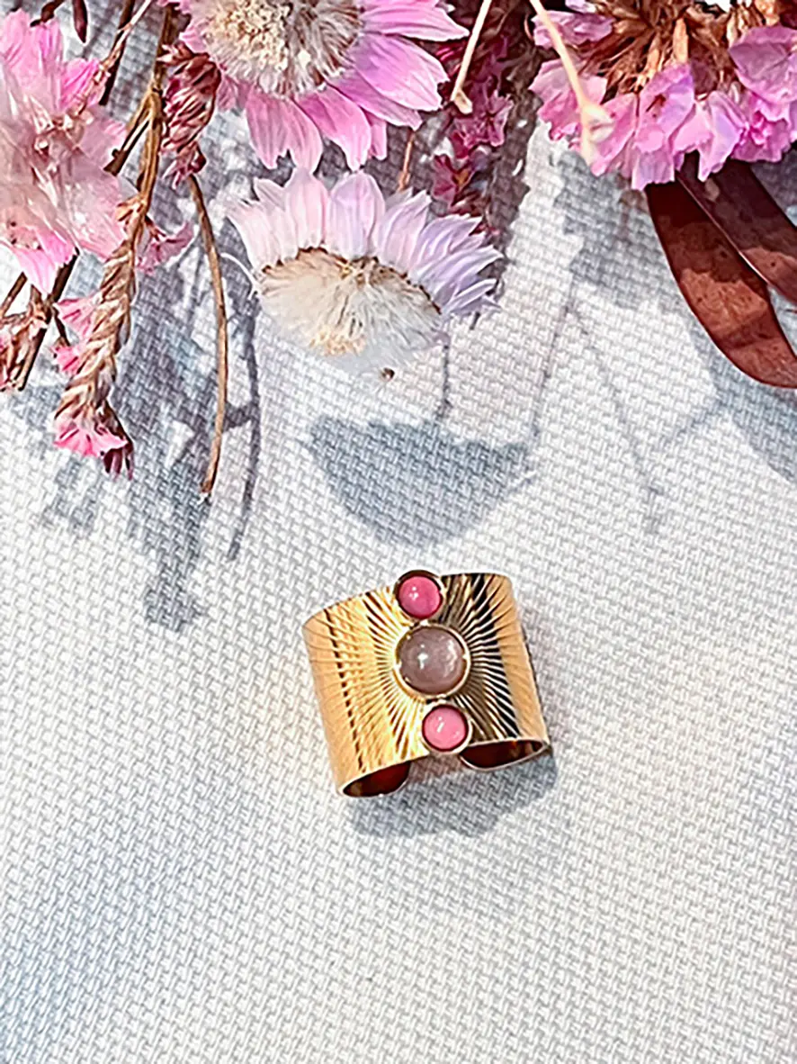 Bague large avec pierres naturelles Triade – Image 5