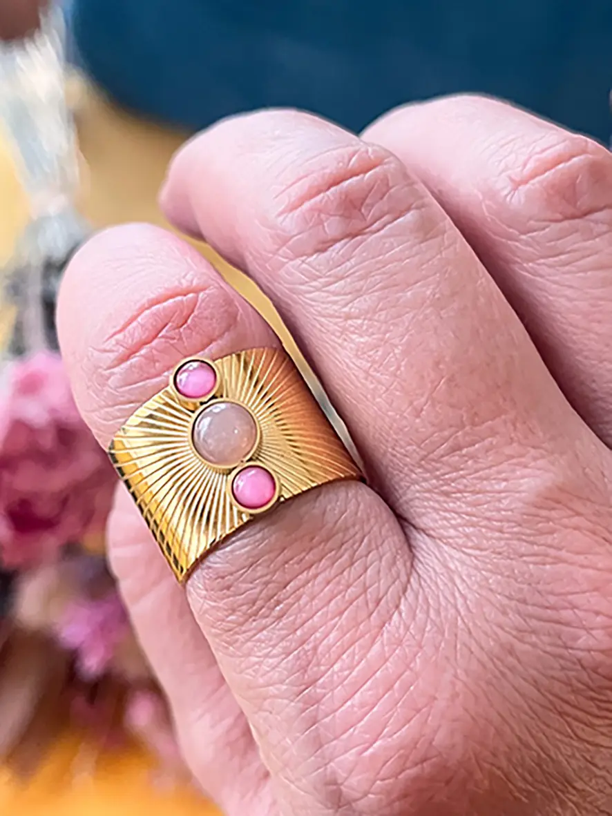 Bague large avec pierres naturelles Triade – Image 4