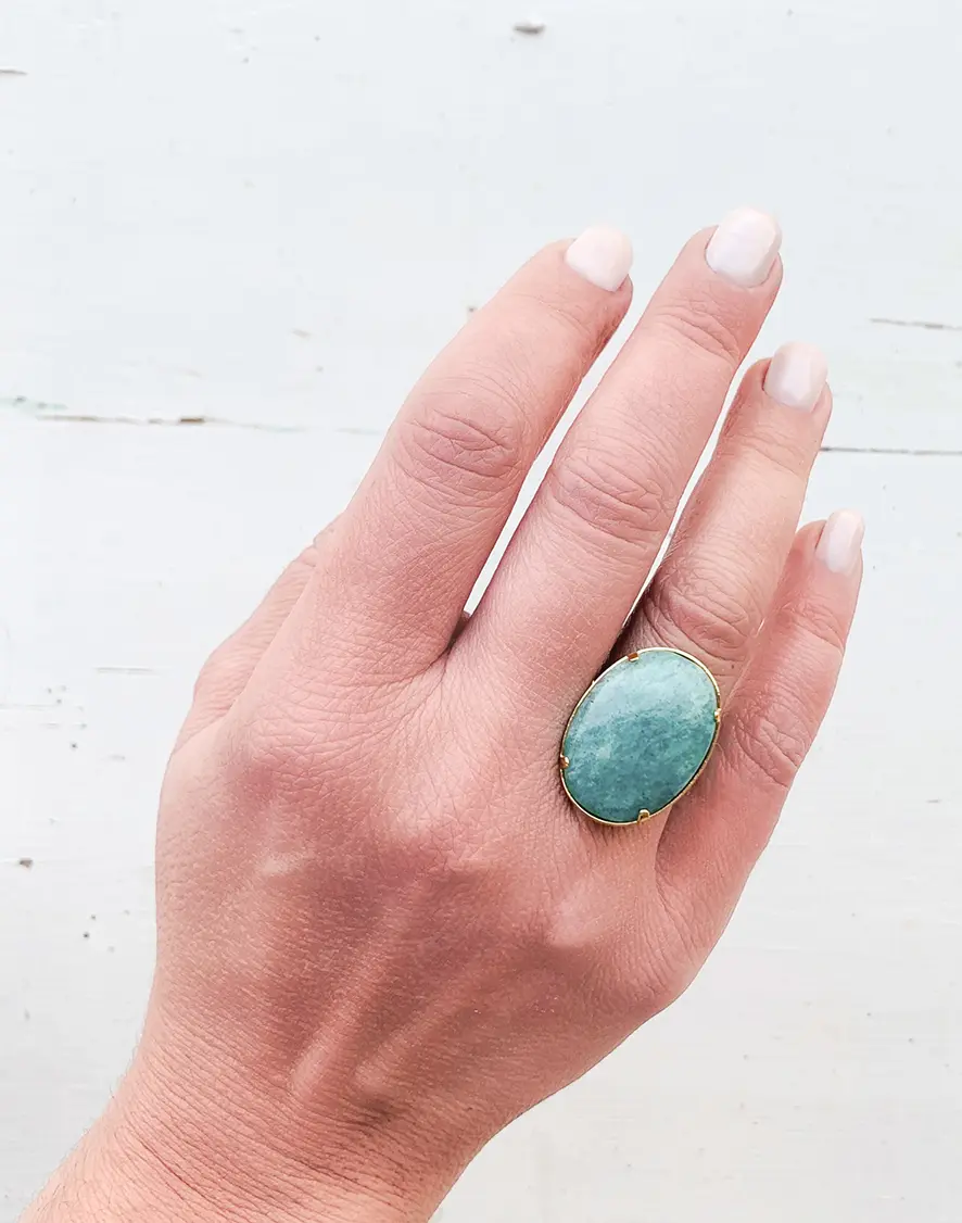 Bague ovale pierre naturelle Amazonite – Image 4