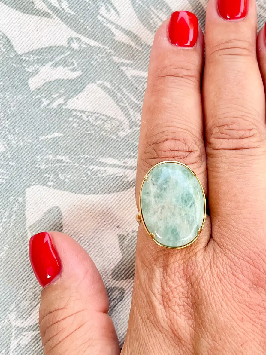 Bague ovale pierre naturelle Amazonite – Image 3
