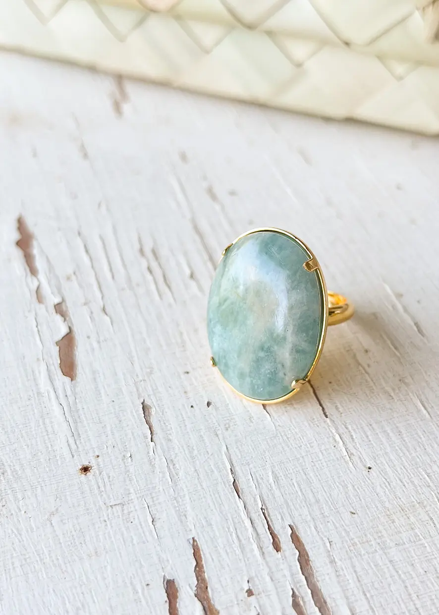 Bague ovale pierre naturelle Amazonite – Image 5