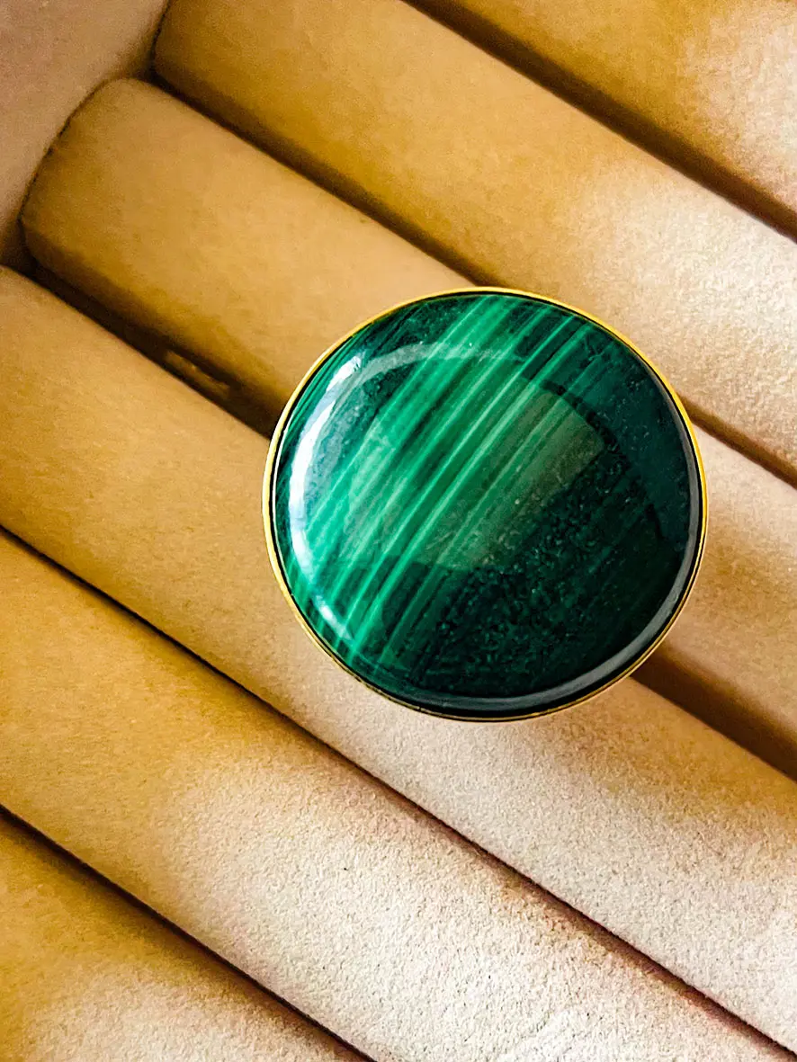 Bague grand cabochon Malachite
