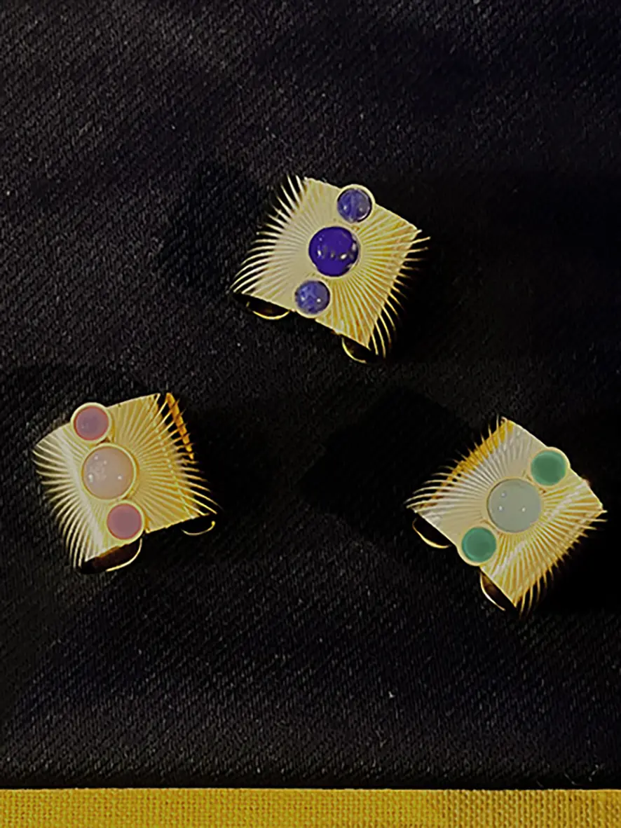 Bague large avec pierres naturelles Triade – Image 6