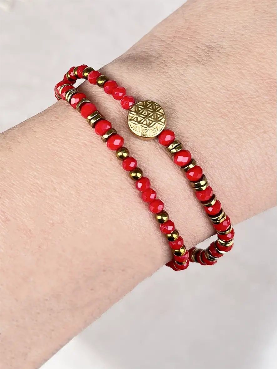 Bracelet Collier rouge double – Image 2