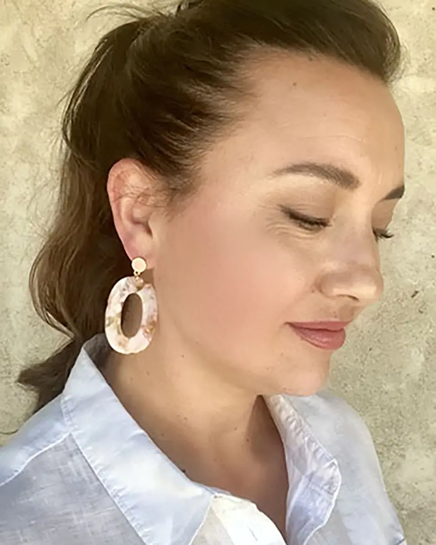 Boucles d’oreilles grand maillon mix vert – Image 3