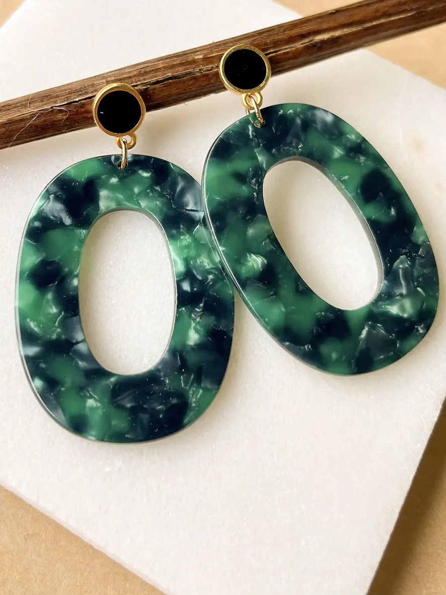 Boucles d’oreilles grand maillon mix vert