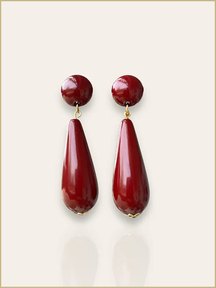 Boucles d’oreilles poire bordeaux
