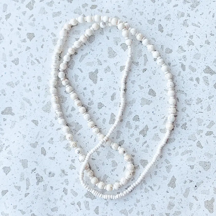 Collier sautoir Howlite et Coco