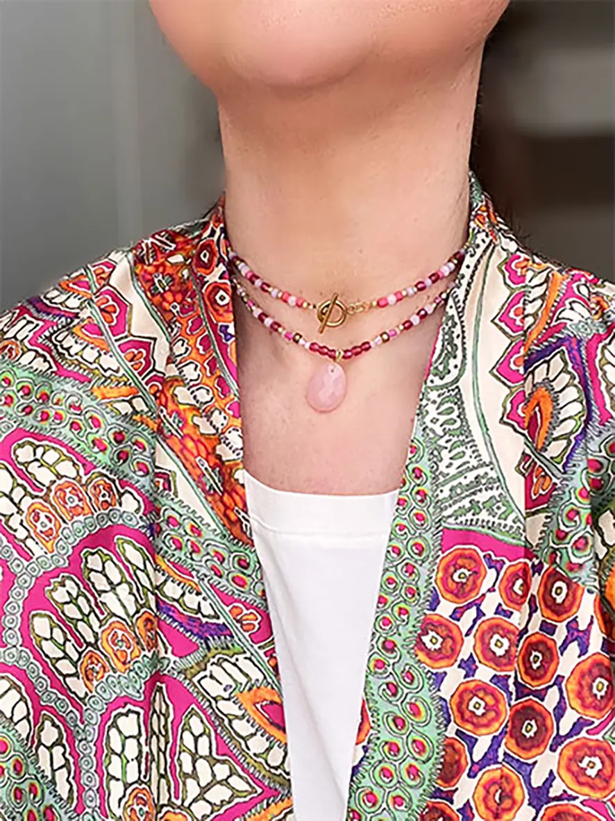 Collier « Méli-mélo » perles roses – Image 2