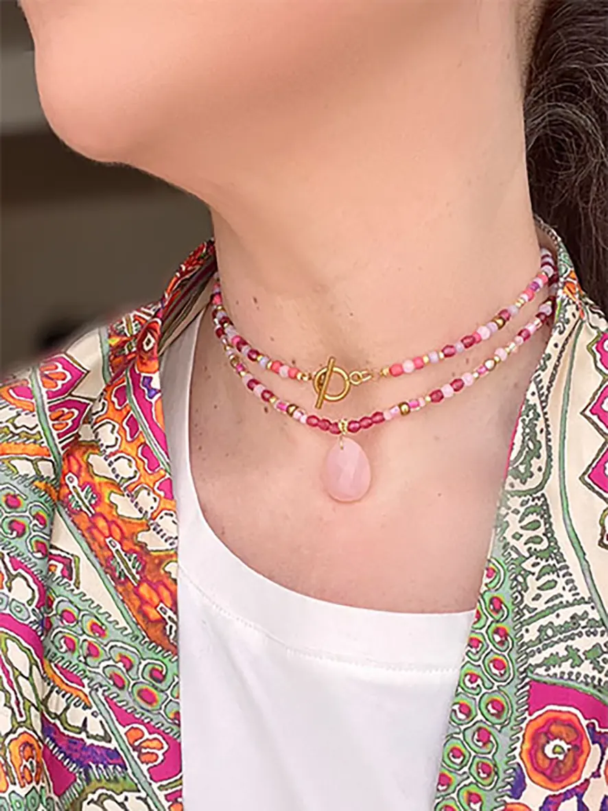 Collier « Méli-mélo » perles roses