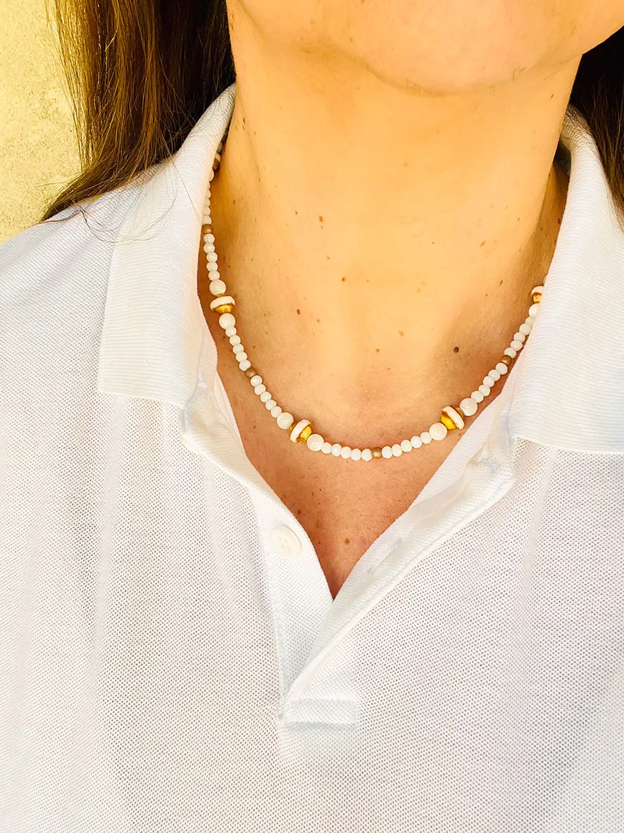 Collier perles blanches Sandy