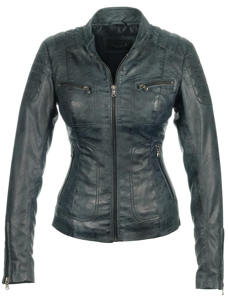 leren biker jas dames blauw Miami Versano – Image 6
