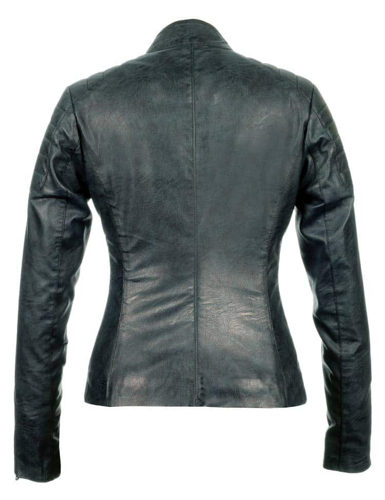 leren biker jas dames blauw Miami Versano – Image 7