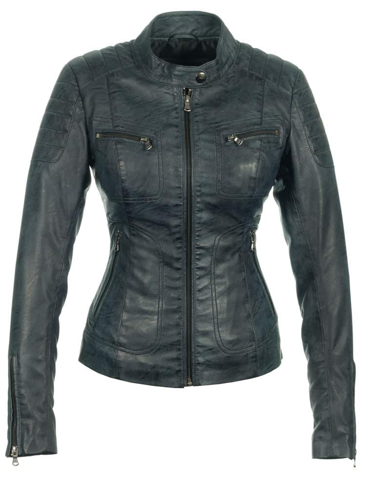 leren biker jas dames blauw Miami Versano – Image 8
