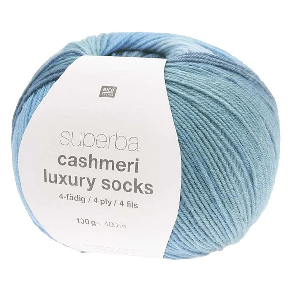 Superba Cashmeri Luxury Socks 4 fils Bleu dégradé – Rico design