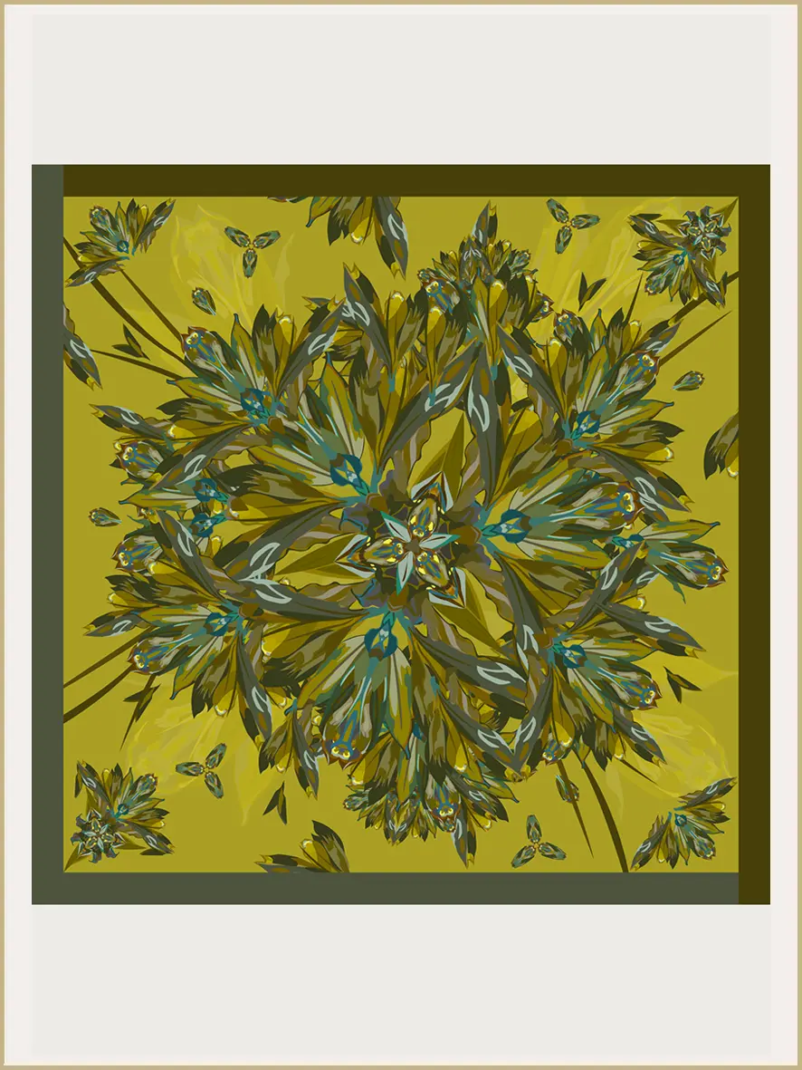 Foulard soie Bandana Cordyline Vert