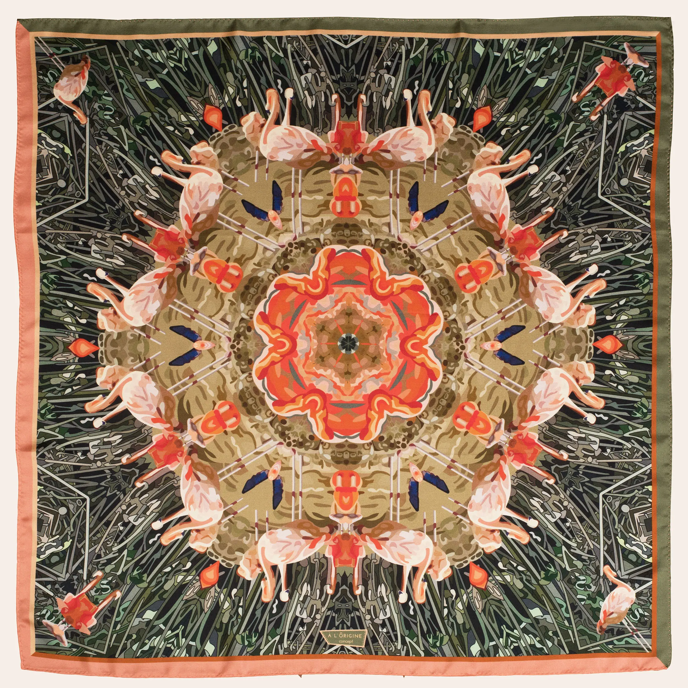 Foulard soie Bandana Flamingos – Image 2