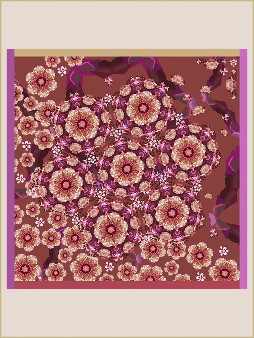 Foulard soie Gavroche Hortensias bruns – Image 5