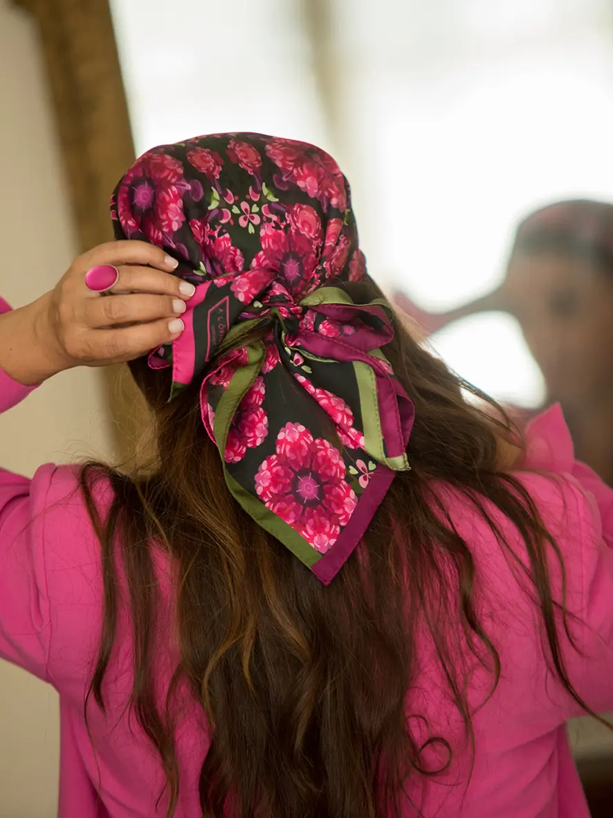 Foulard soie Bandana Hortensias – Image 2
