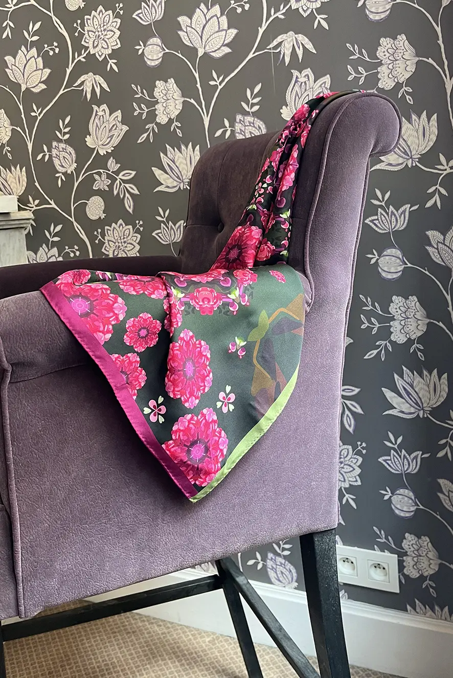 Foulard soie Bandana Hortensias – Image 6