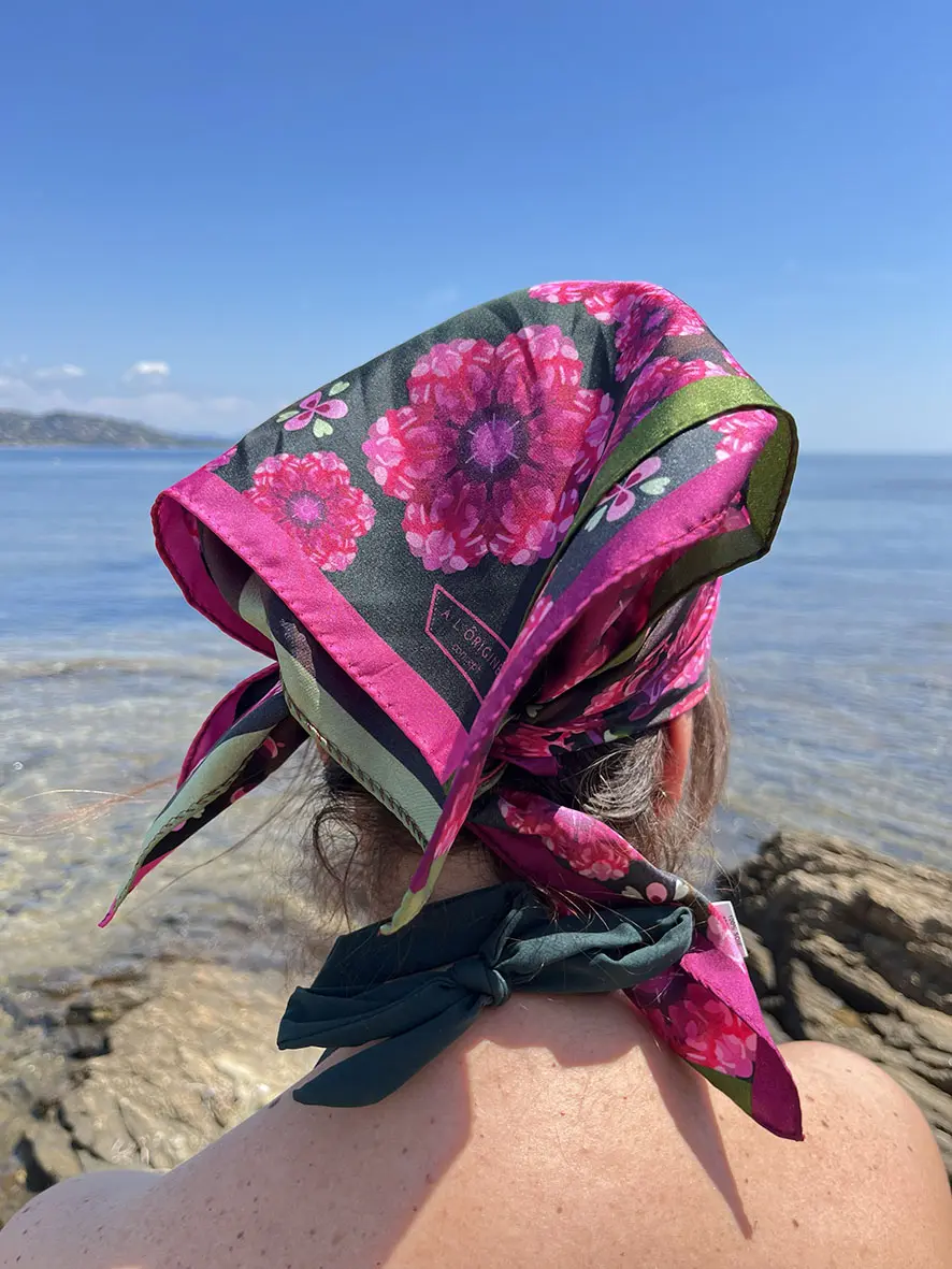 Foulard soie Bandana Hortensias – Image 5