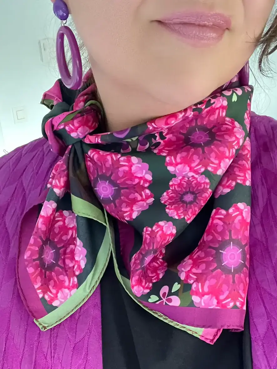 Foulard soie Bandana Hortensias