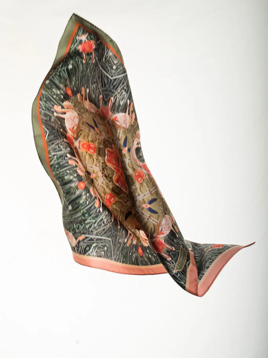 Foulard soie Bandana Flamingos – Image 5