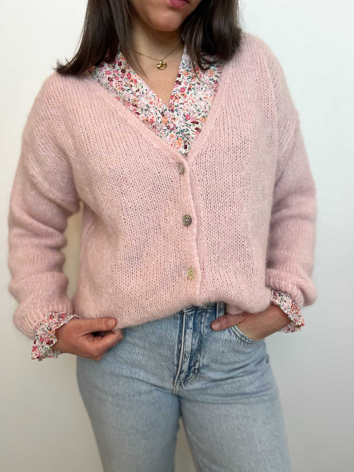 GILET MOHAIR ROSE POUDRE – Image 2