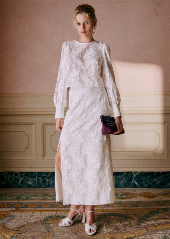 Blouse en jacquard écru Flamine – Image 2