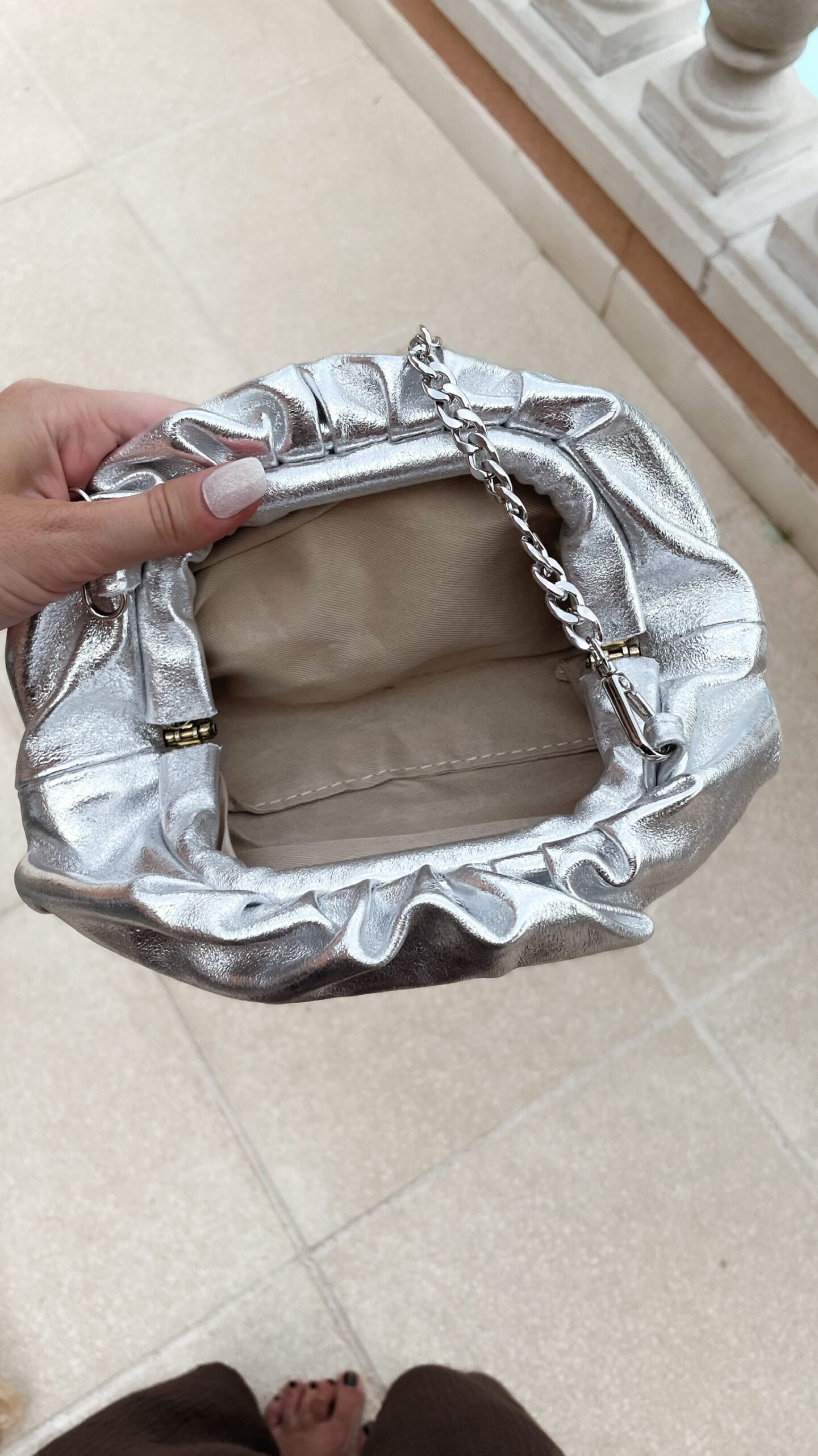 Sac en Cuir Argenté Mini Selena – Image 6