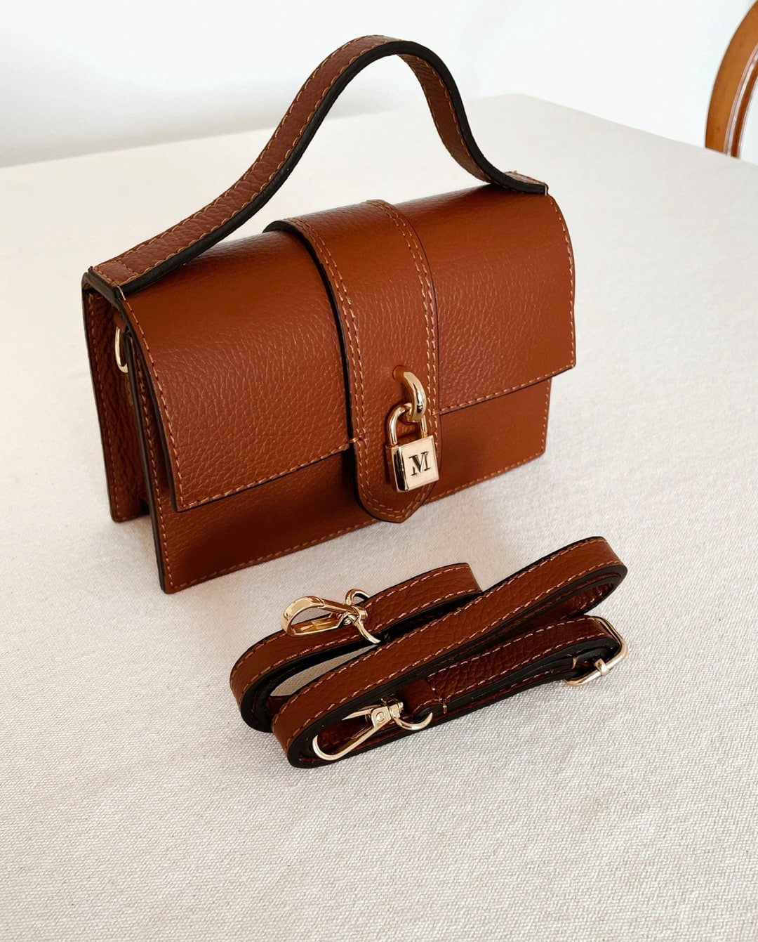 Sac en Cuir Camel Cadenas – Image 4