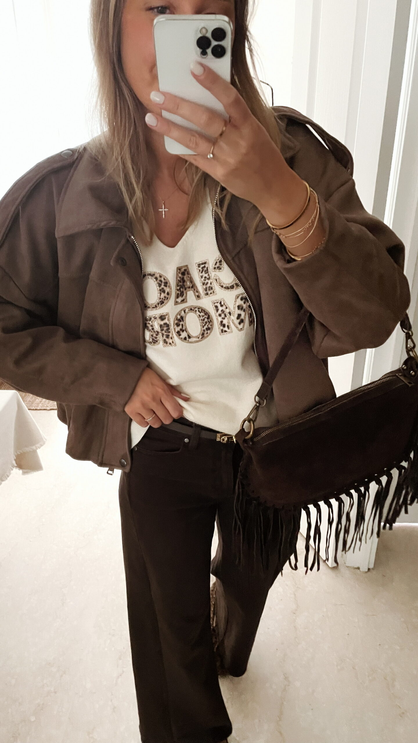 Veste Effet Daim Marron taupe Mado – Image 2