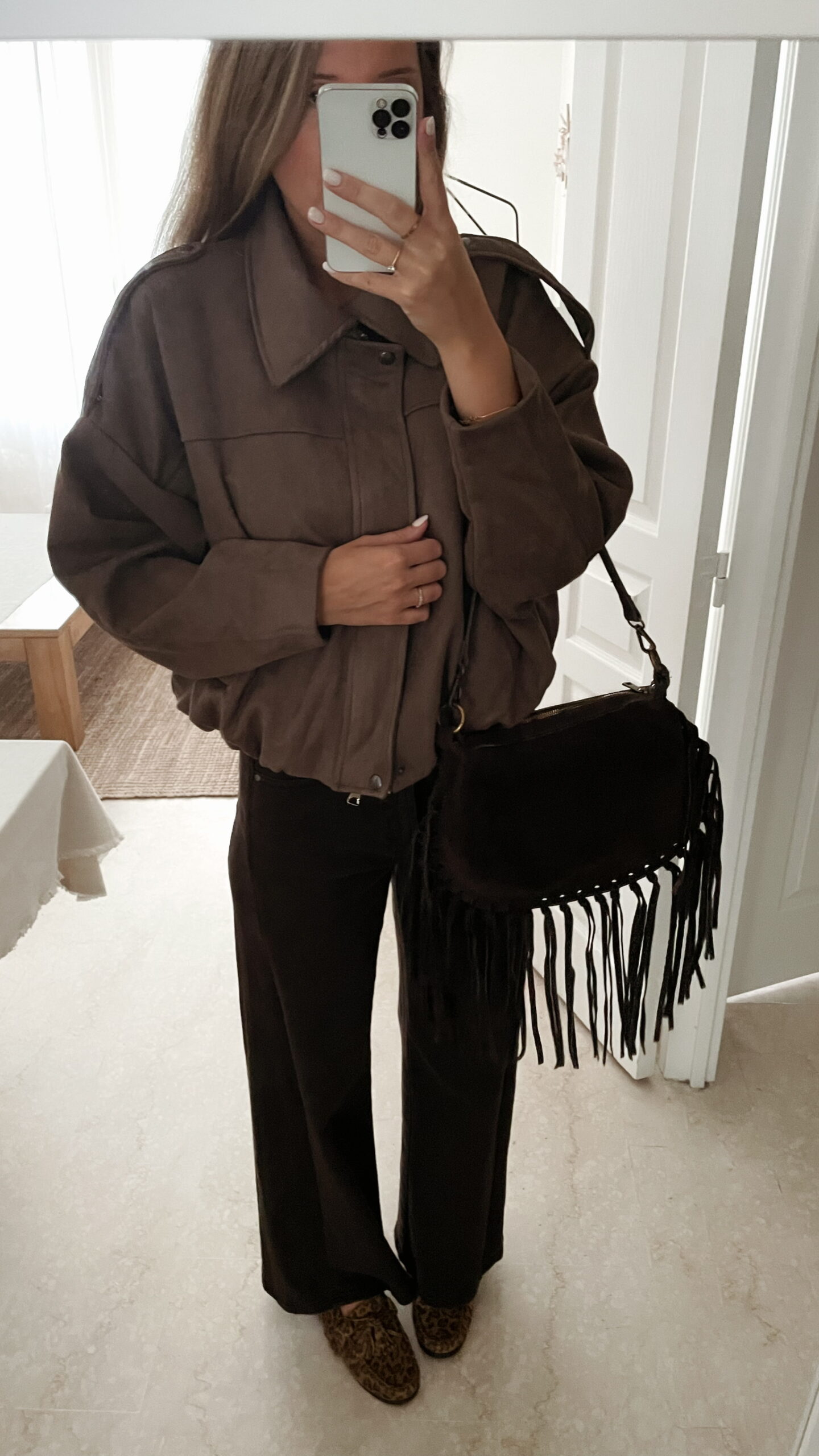 Veste Effet Daim Marron taupe Mado