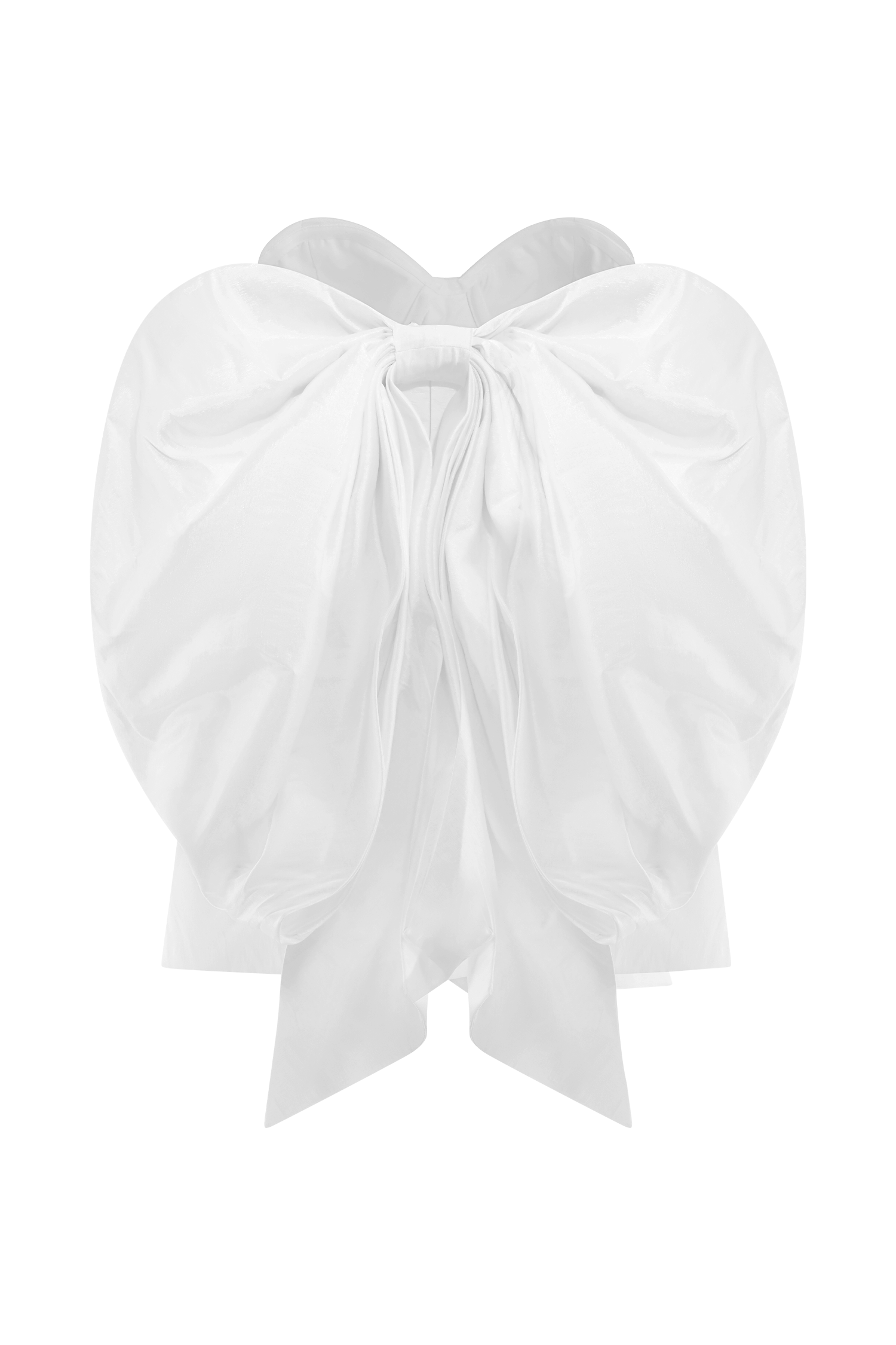 Suzette Taffeta Bow Mini Dress – White – Image 9
