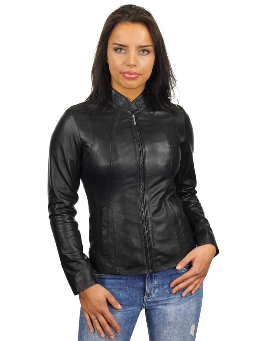 leren dames jas basic zwart Versano 301 – Image 4