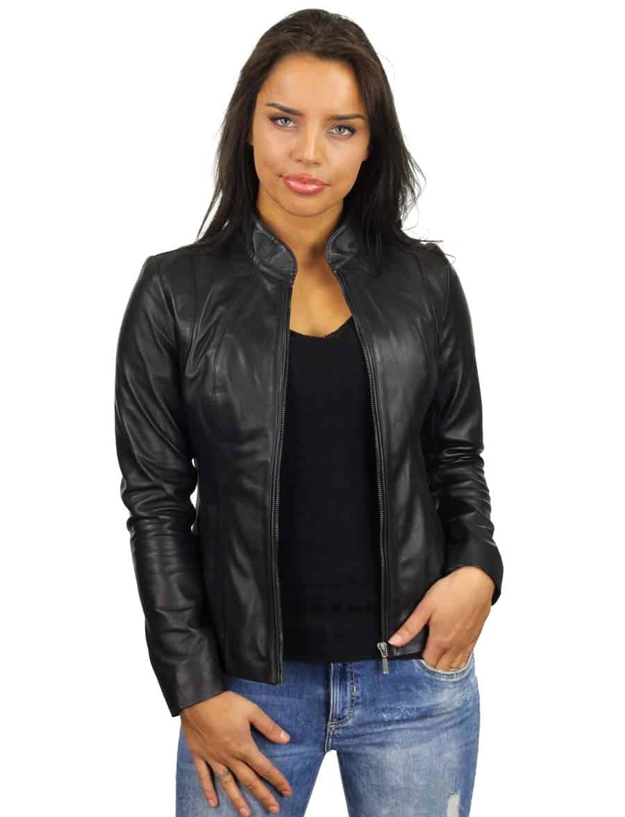 leren dames jas basic zwart Versano 301 – Image 2